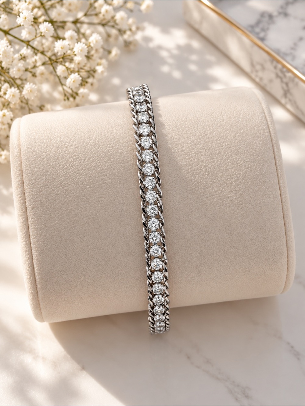 Classic Silver Crystal Tennis Bracelet